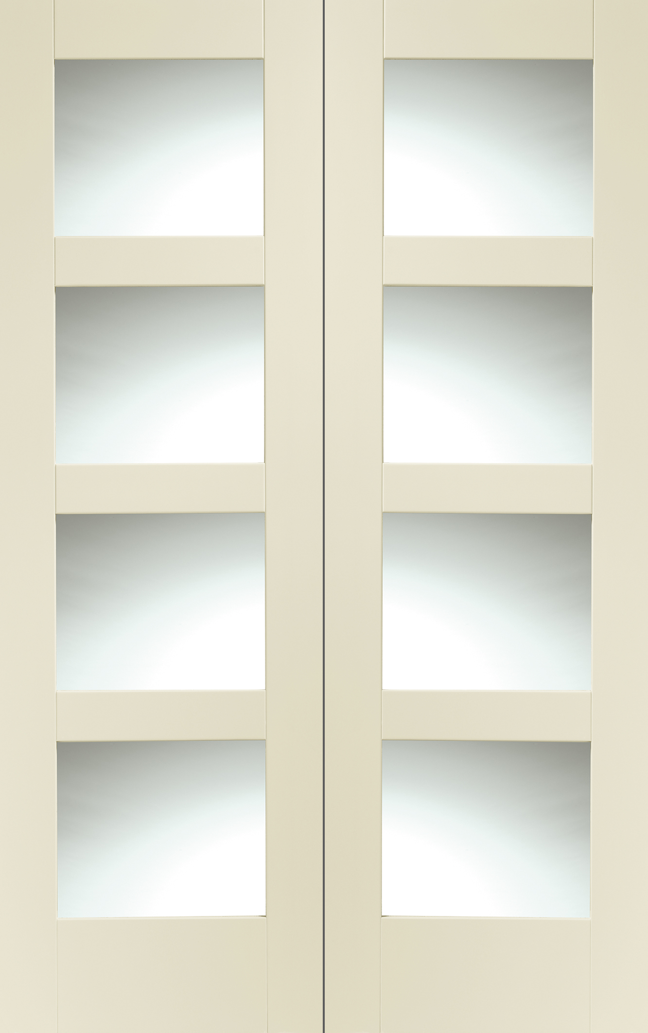 Internal White Primed Shaker Door Pair with Clear Glass – Chantilly, 1981 x 1220 x 40 mm