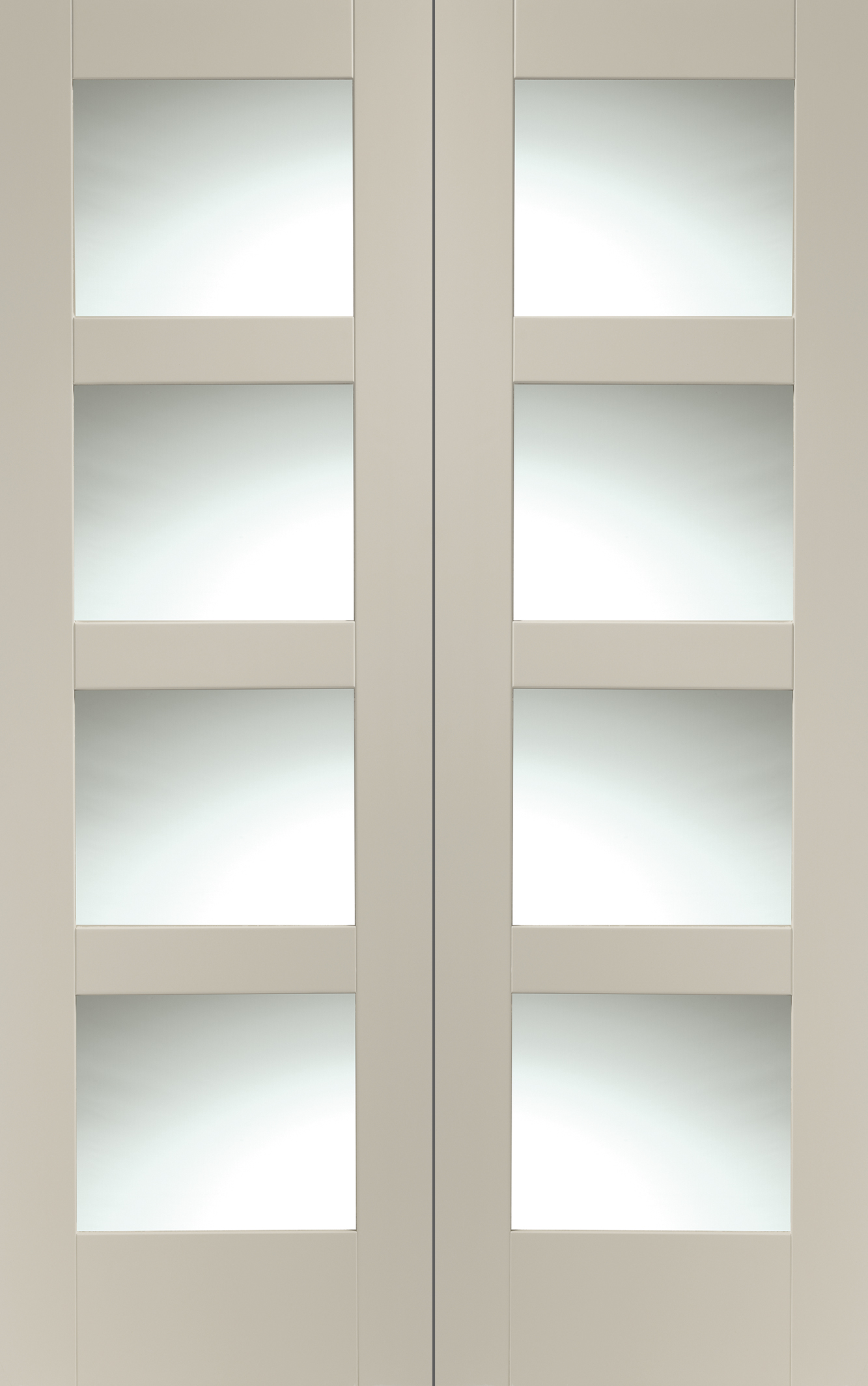 Internal White Primed Shaker Door Pair with Clear Glass – Isabella, 1981 x 1524 x 40 mm