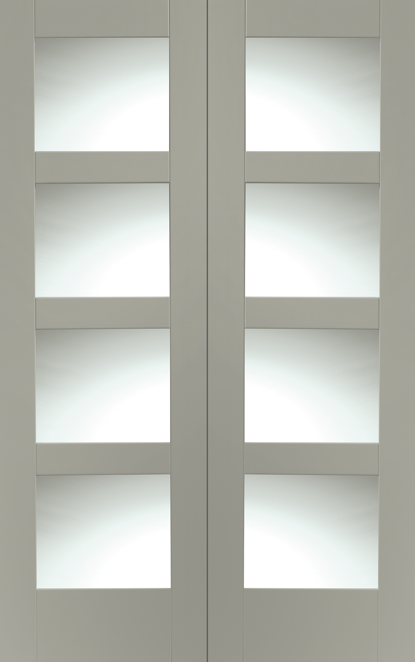 Internal White Primed Shaker Door Pair with Clear Glass – Slate, 1981 x 1372 x 40 mm