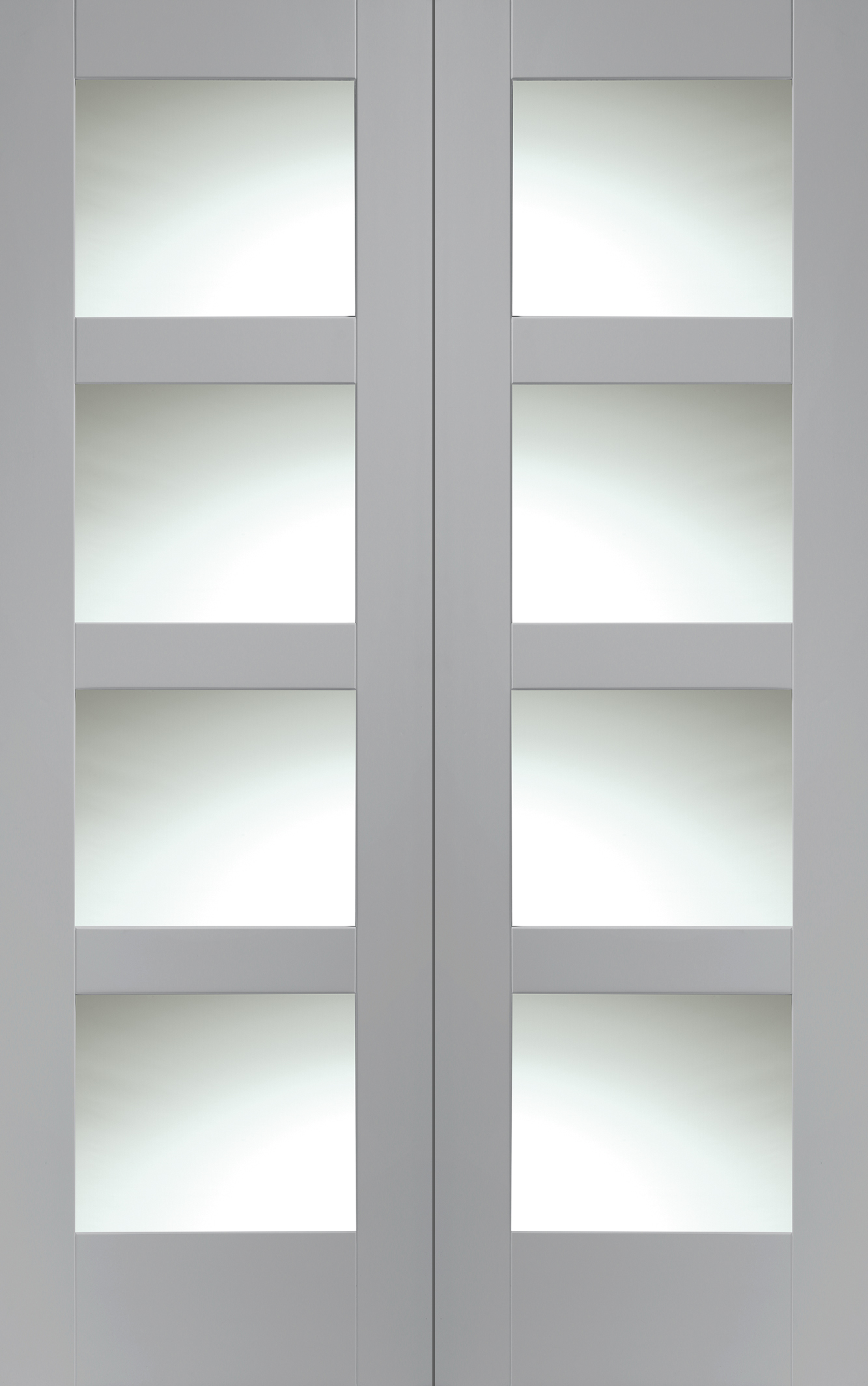 Internal White Primed Shaker Door Pair with Clear Glass – Storm, 1981 x 1524 x 40 mm