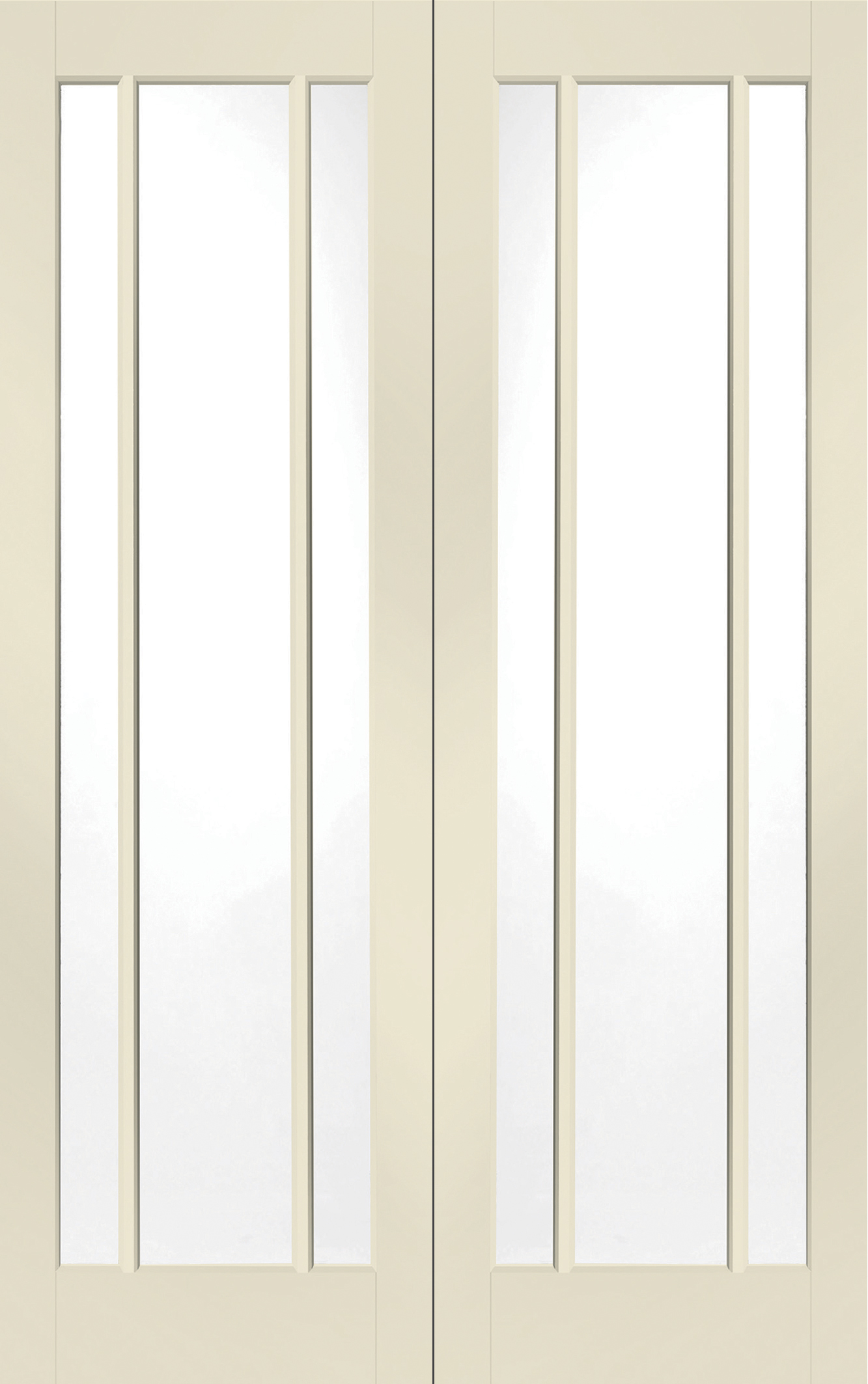 Internal White Primed Worcester Door Pair with Clear Glass – Chantilly, 1981 x 1168 x 40 mm