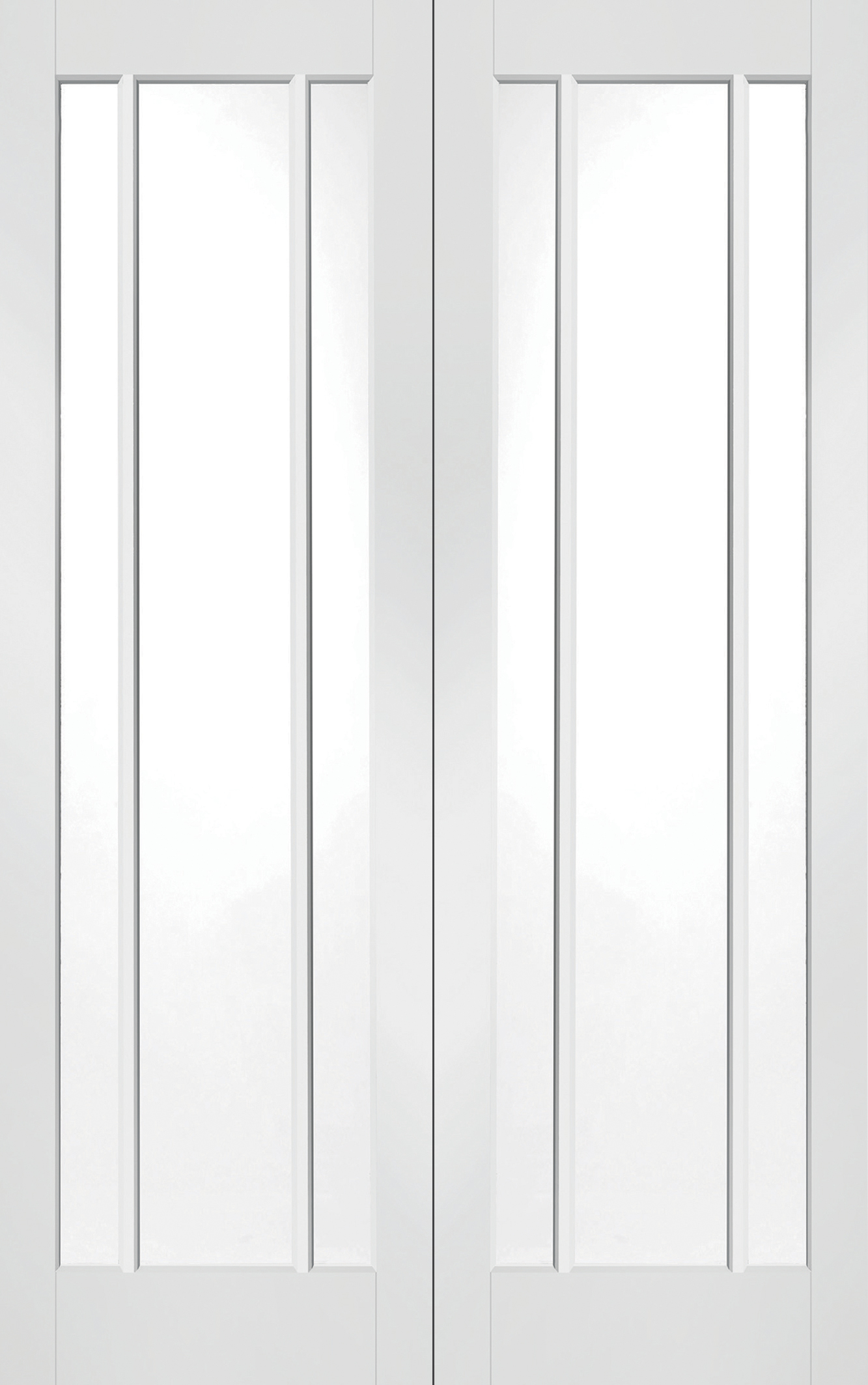 Internal White Primed Worcester Door Pair with Clear Glass – White Primed, 1981 x 1372 x 40 mm