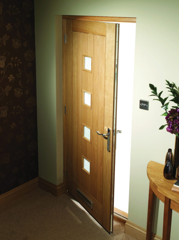 External Oak Double Glazed Siena Door with Obscure Glass - Image 4