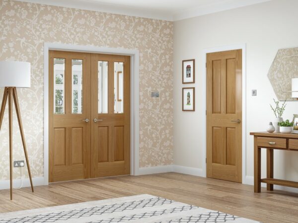 Internal Oak Victorian 4 Panel Fire Door - Image 10