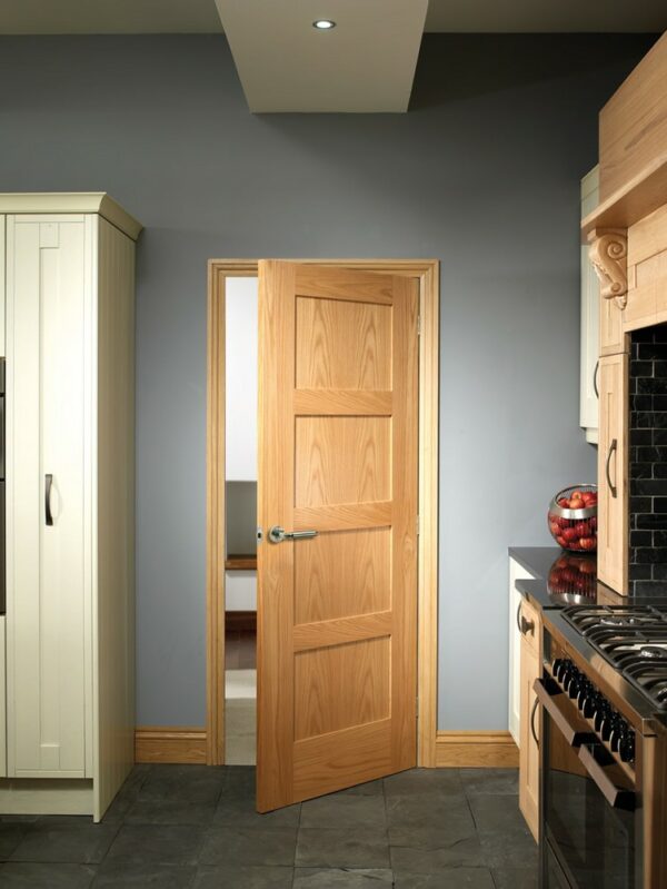 Internal Oak Pre-Finished Shaker 4 Panel Fire Door - Image 7