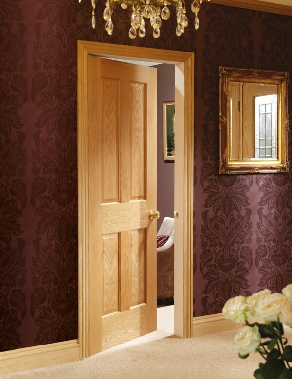 Victorian 4 Panel Pre-Finished Internal Oak Fire Door - Image 7