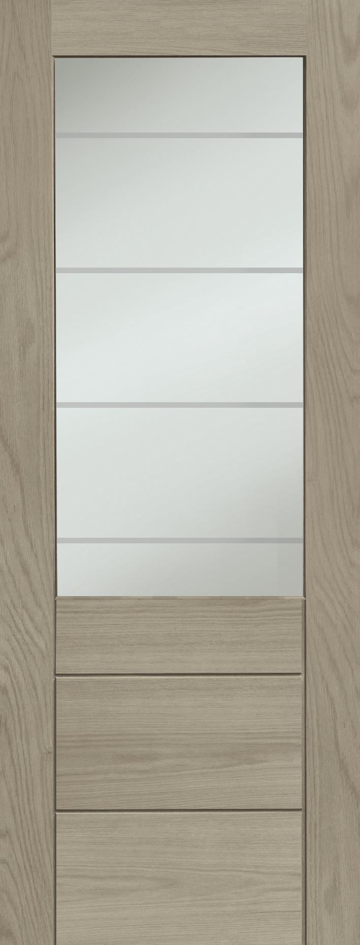 Palermo Essential 2XG Internal Oak Door with Clear Etched Glass – Crema, 2040 x 726 x 40 mm