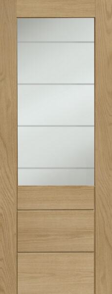 Palermo Essential 2XG Pre-Finished Internal Oak Door with Clear Etched Glass