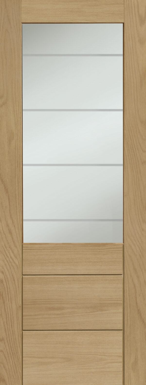 Palermo Essential 2XG Pre-Finished Internal Oak Door with Clear Etched Glass - Image 6