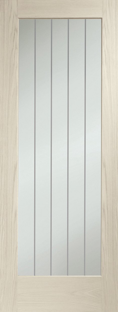 Suffolk Essential Pattern 10 Internal Oak Door with Clear Etched Glass – Blanco, 2040 x 826 x 40 mm