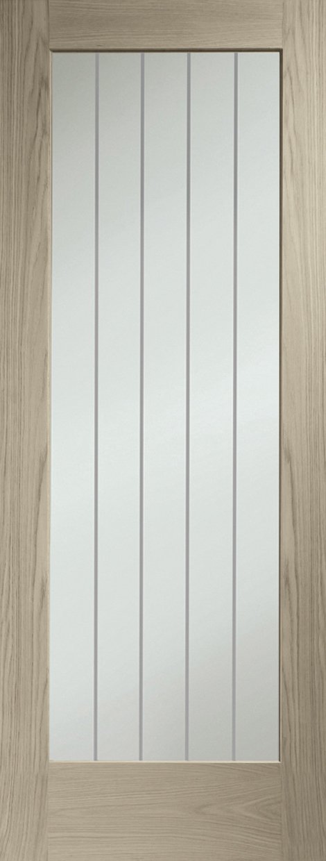 Suffolk Essential Pattern 10 Internal Oak Door with Clear Etched Glass – Crema, 2040 x 726 x 40 mm