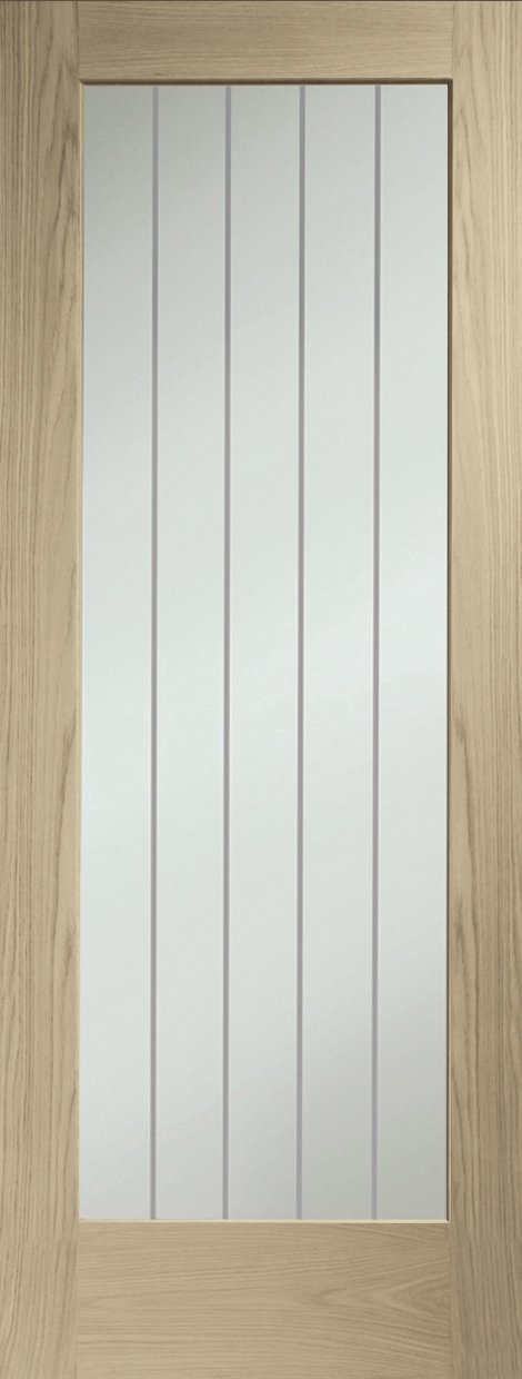 Suffolk Essential Pattern 10 Internal Oak Door with Clear Etched Glass – Latte, 2040 x 726 x 40 mm