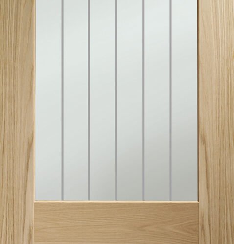 Suffolk Essential 2XG Pre-Finished Internal Oak Door with Clear Etched Glass