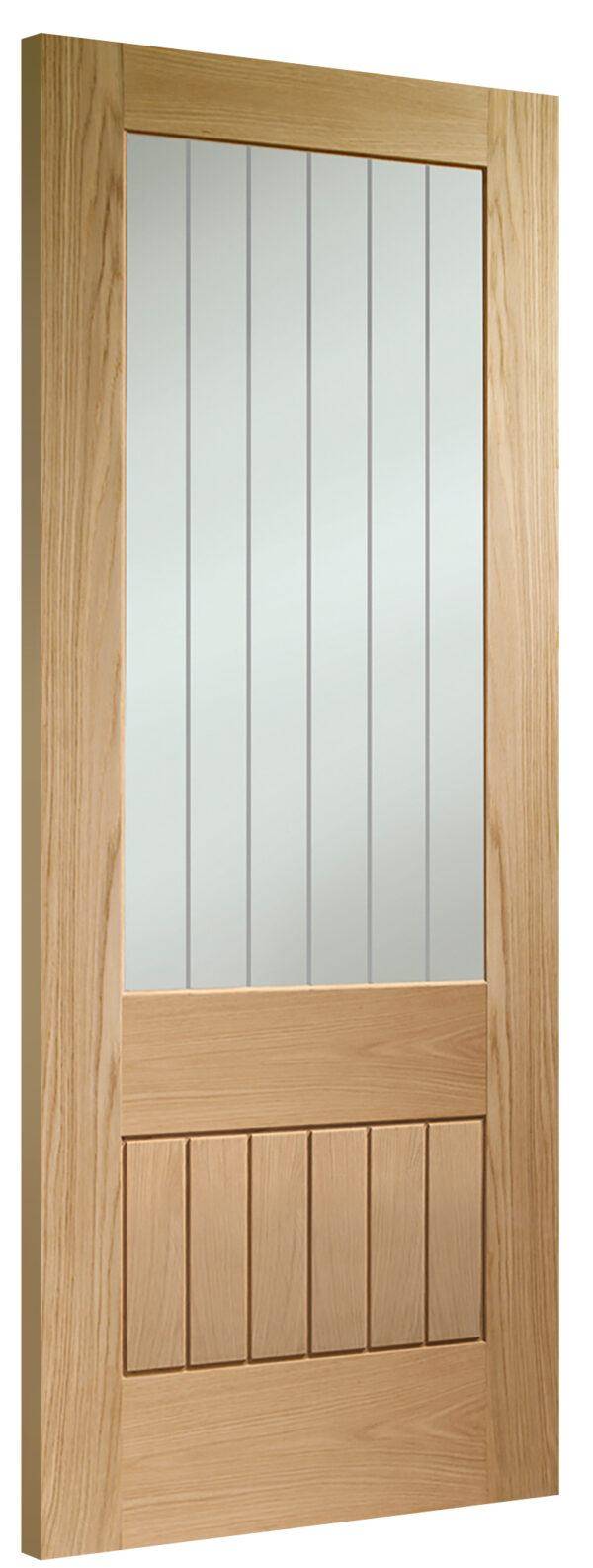 Suffolk Essential 2XG Pre-Finished Internal Oak Door with Clear Etched Glass - Image 2