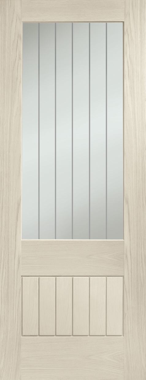 Suffolk Essential 2XG Internal Oak Door with Clear Etched Glass – Blanco, 2040 x 826 x 40 mm