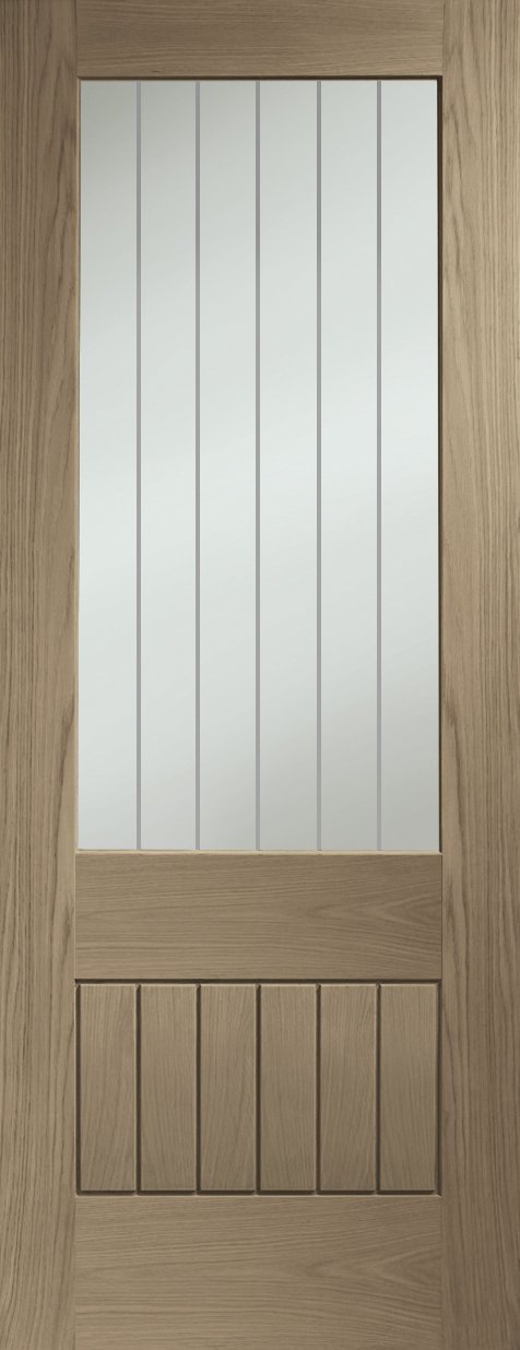 Suffolk Essential 2XG Internal Oak Door with Clear Etched Glass – Cappuccino, 2040 x 826 x 40 mm