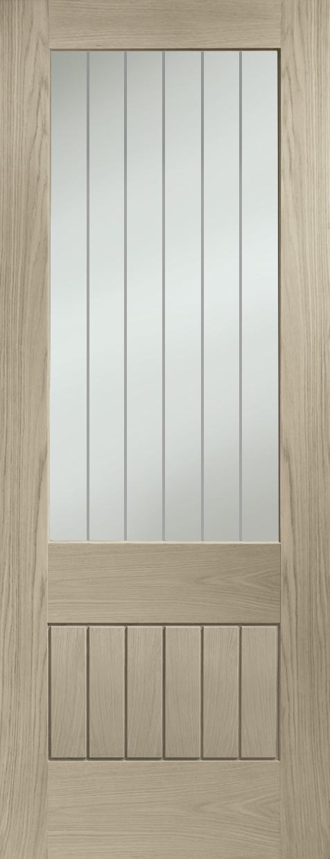 Suffolk Essential 2XG Internal Oak Door with Clear Etched Glass – Crema, 1981 x 762 x 35 mm