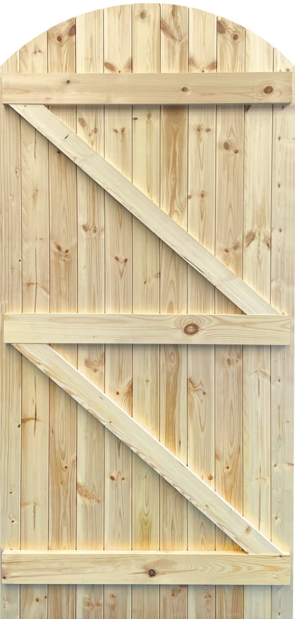 External Pine Ledged & Braced Arched Top Gate - Image 4