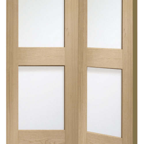 Internal Oak Shaker 4 Panel Bi-Fold Door with Clear Glass