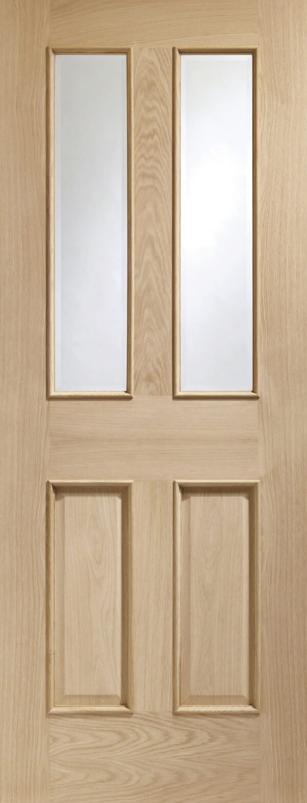 Malton With Raised Mouldings Internal Oak Door with Clear Bevelled Glass - Image 16