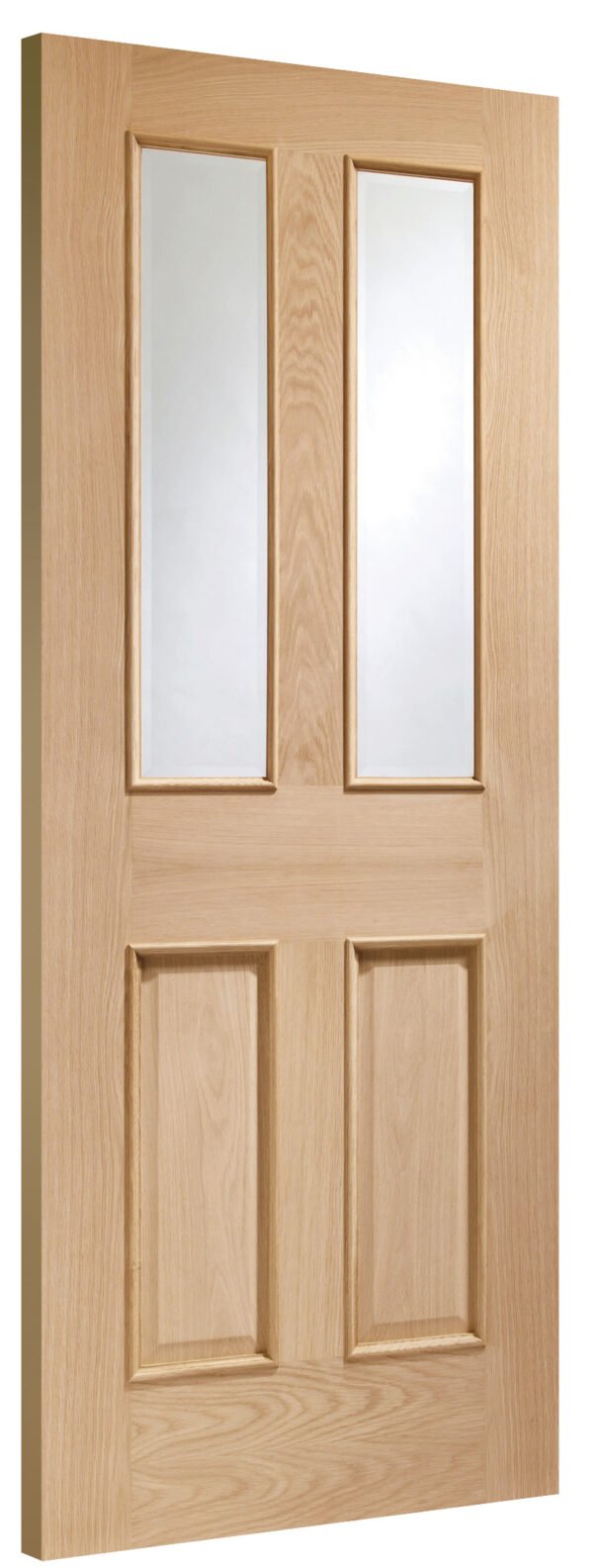 Malton With Raised Mouldings Internal Oak Door with Clear Bevelled Glass - Image 2