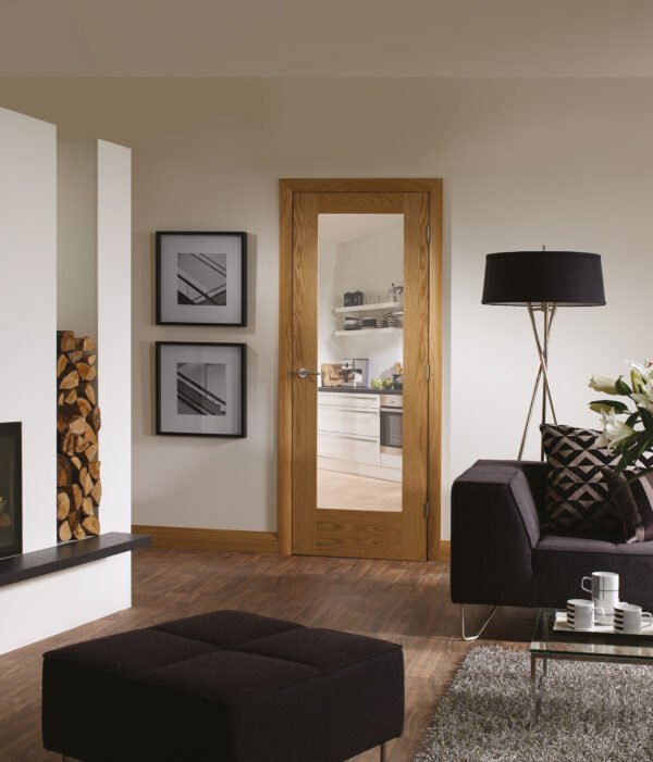 Internal Oak Pattern 10 Door with Clear Glass - Image 3