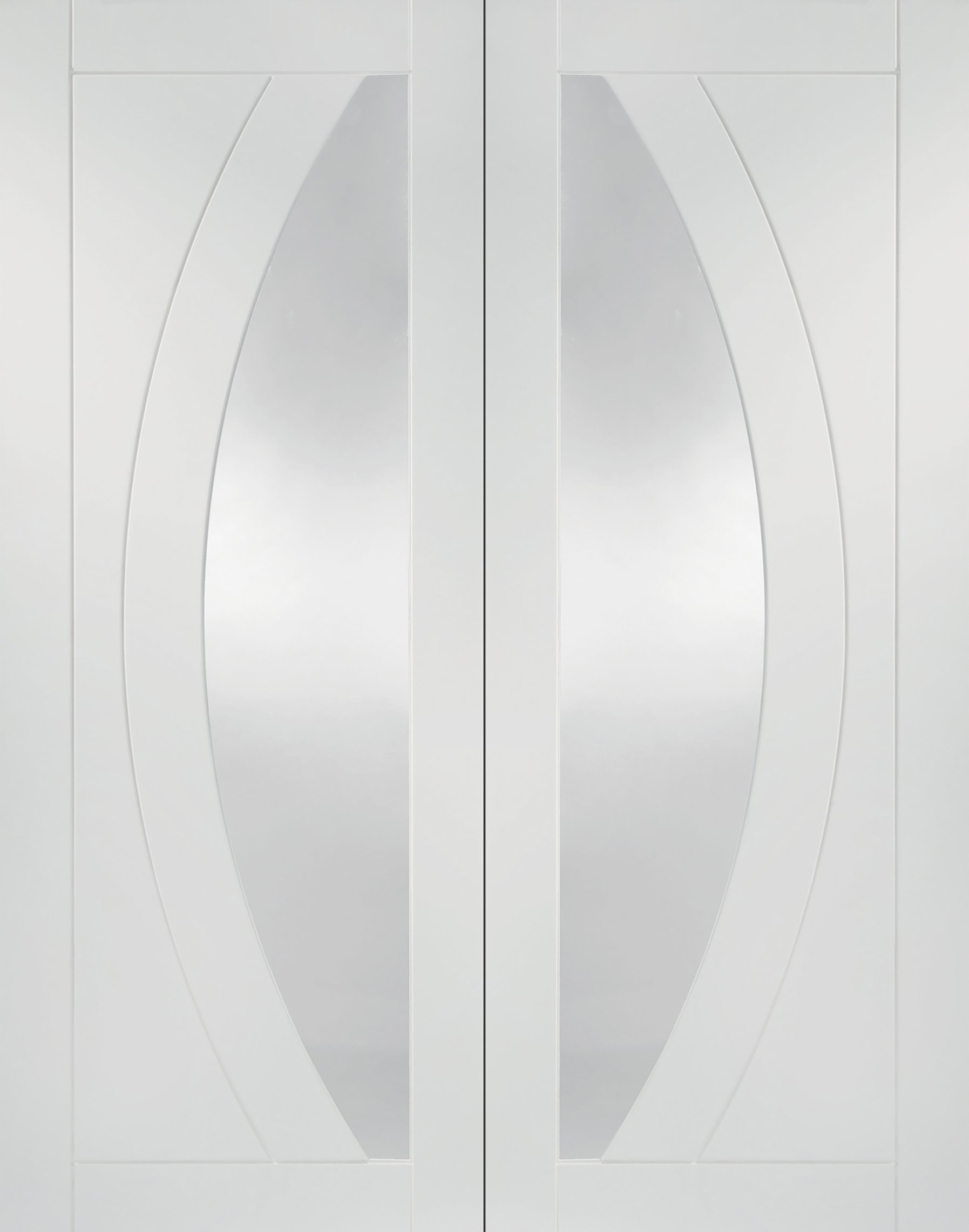 Internal White Primed Salerno Door Pair with Clear Glass – Glacier, 1981 x 1524 x 40 mm