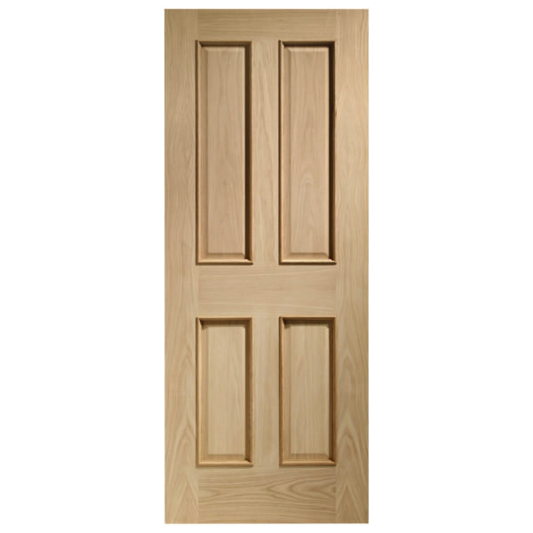 Internal Oak Victorian 4 Panel Fire Door with Raised Mouldings - Image 7