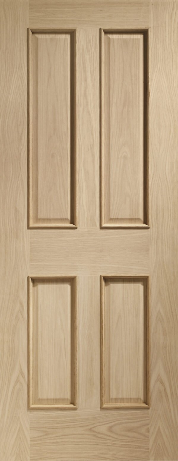 Internal Oak Victorian 4 Panel Fire Door with Raised Mouldings