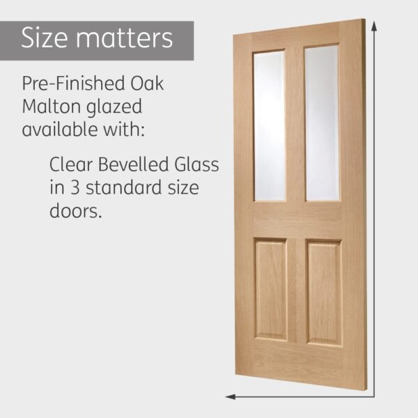 Malton Pre-Finished Internal Oak Door with Clear Bevelled Glass - Image 15