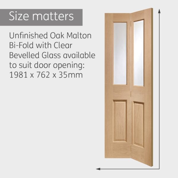 Internal Oak Malton Bi-Fold with Clear Bevelled Glass - Image 8