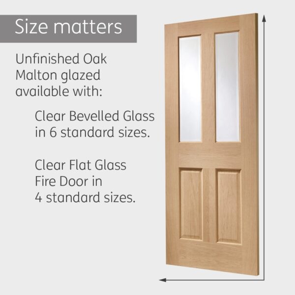 Internal Oak Malton Door with Clear Bevelled Glass - Image 13