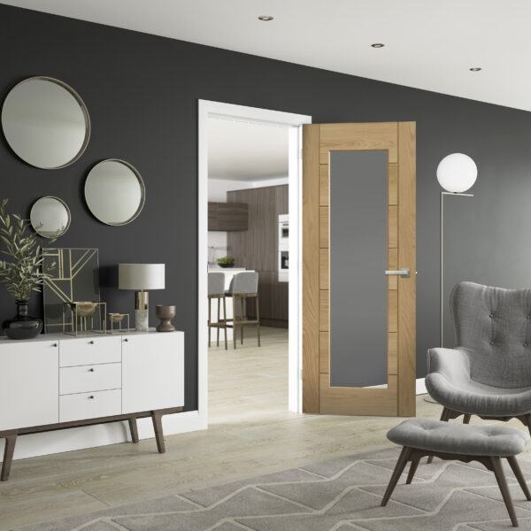 Palermo Essential 1 Light Internal Oak Door with Clear Glass - Image 3