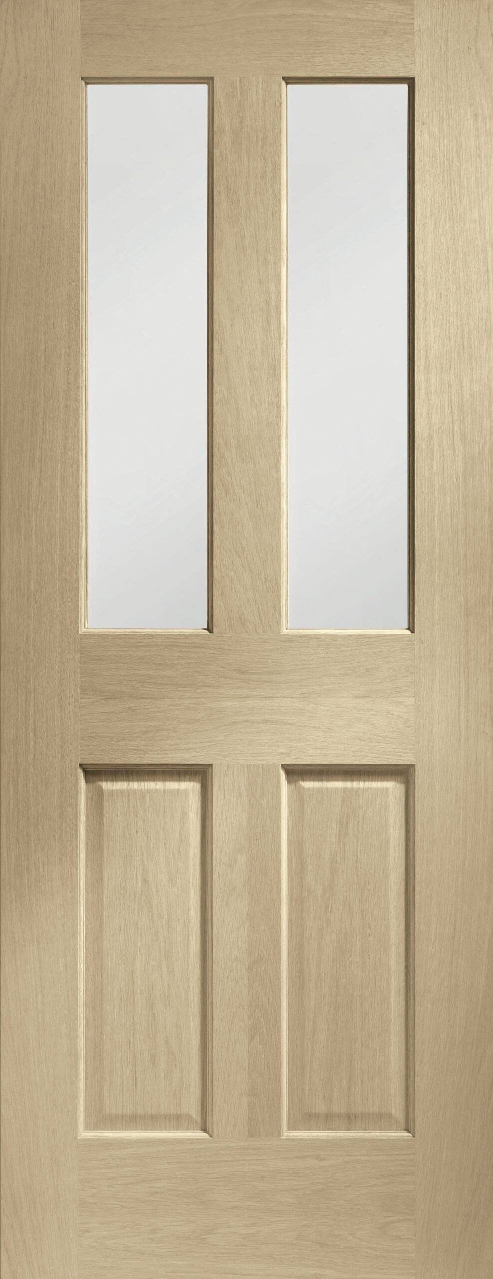 Internal Oak Malton Door with Clear Bevelled Glass – Latte, 1981 x 838 x 35 mm