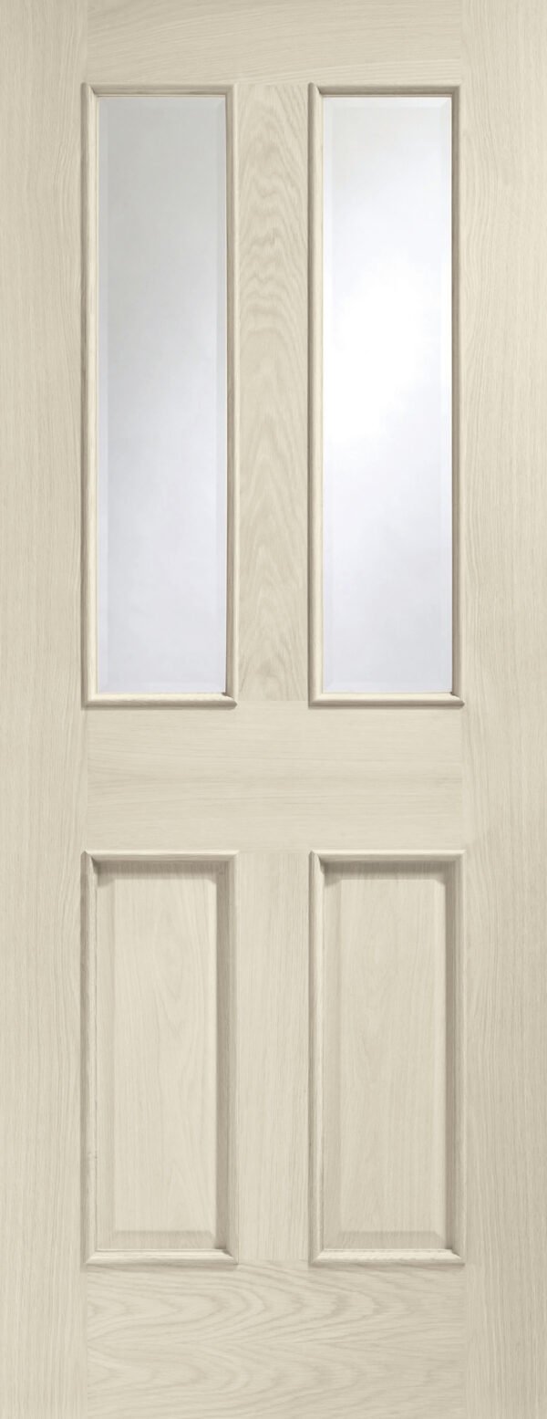 Malton With Raised Mouldings Internal Oak Door with Clear Bevelled Glass - Image 12