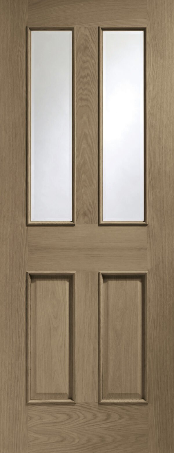 Malton With Raised Mouldings Internal Oak Door with Clear Bevelled Glass - Image 11