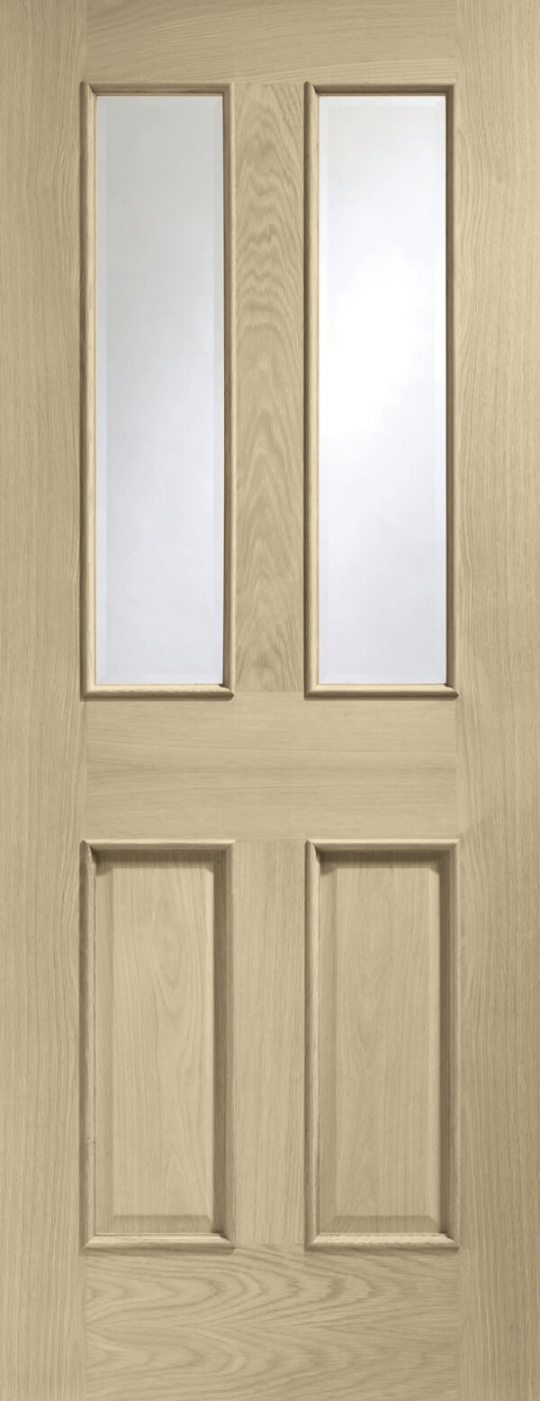 Malton With Raised Mouldings Internal Oak Door with Clear Bevelled Glass - Image 14