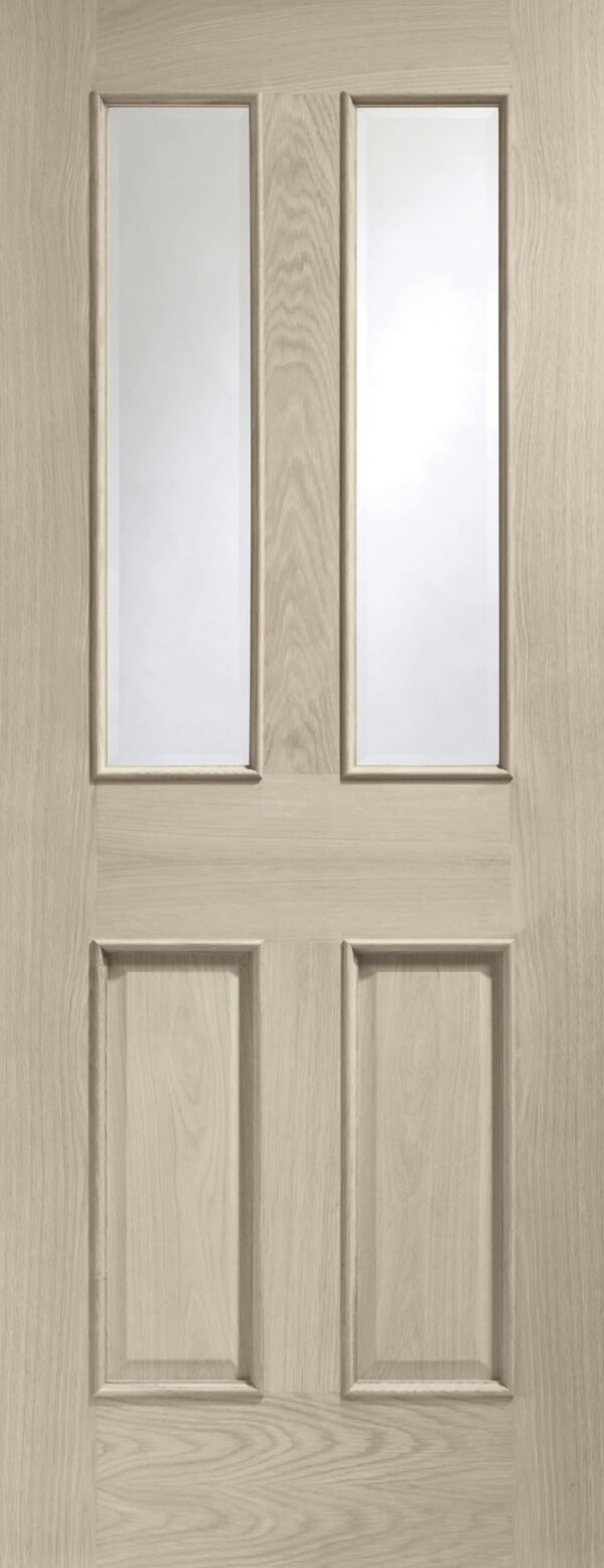 Malton With Raised Mouldings Internal Oak Door with Clear Bevelled Glass - Image 15