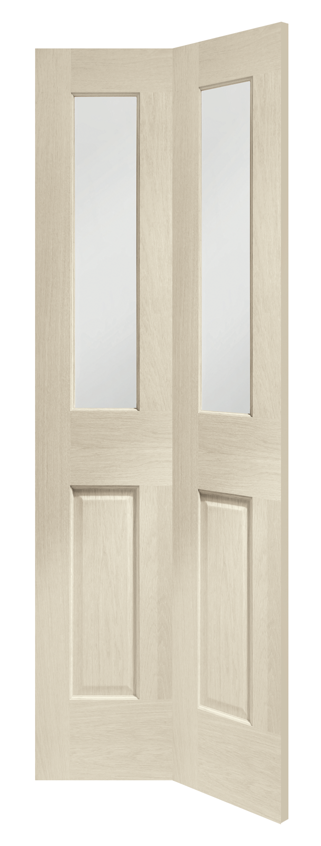 Internal Oak Malton Bi-Fold with Clear Bevelled Glass – Blanco, 1981 x 762 x 35 mm