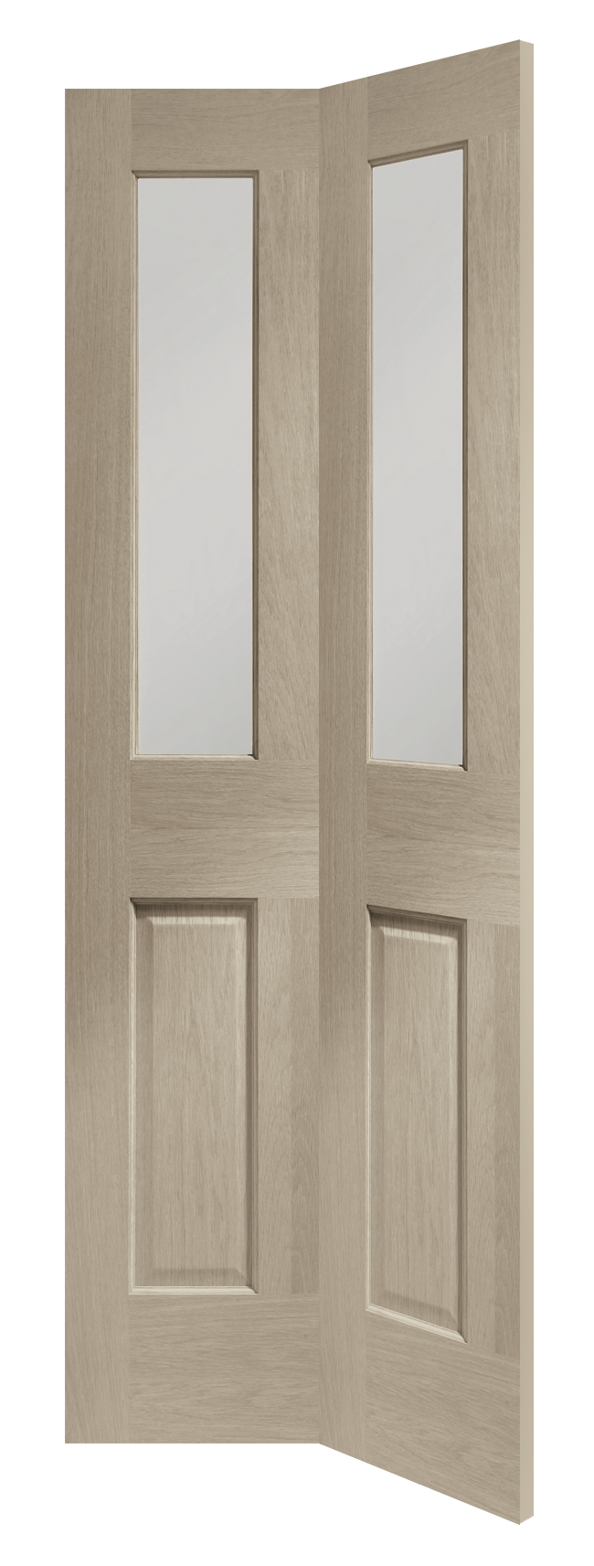 Internal Oak Malton Bi-Fold with Clear Bevelled Glass – Crema, 1981 x 762 x 35 mm