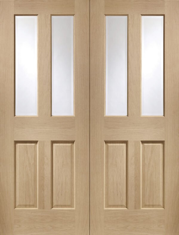 Internal Oak Malton Pair with Clear Bevelled Glass - Image 10