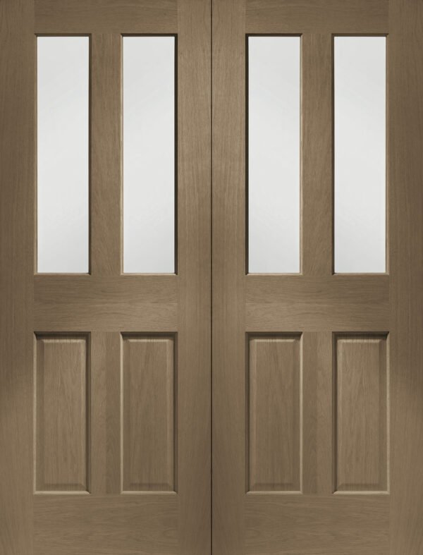 Internal Oak Malton Pair with Clear Bevelled Glass - Image 9