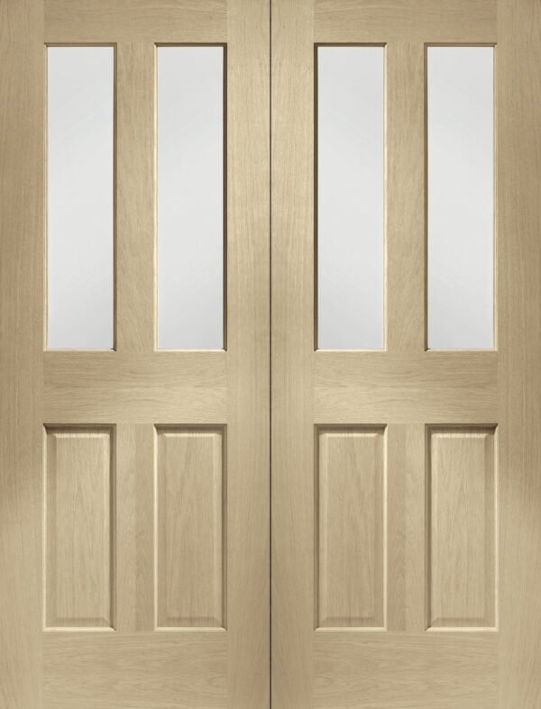 Internal Oak Malton Pair with Clear Bevelled Glass - Image 5