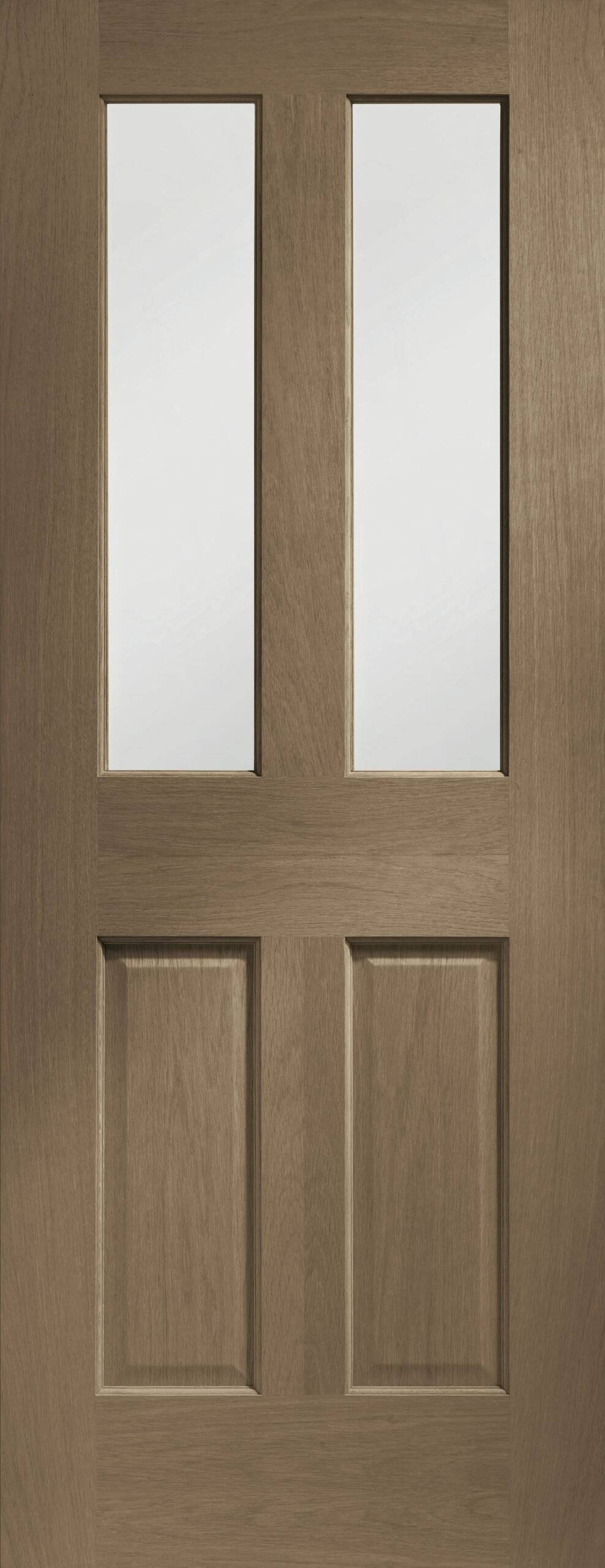 Internal Oak Malton Door with Clear Bevelled Glass – Cappuccino, 1981 x 838 x 35 mm