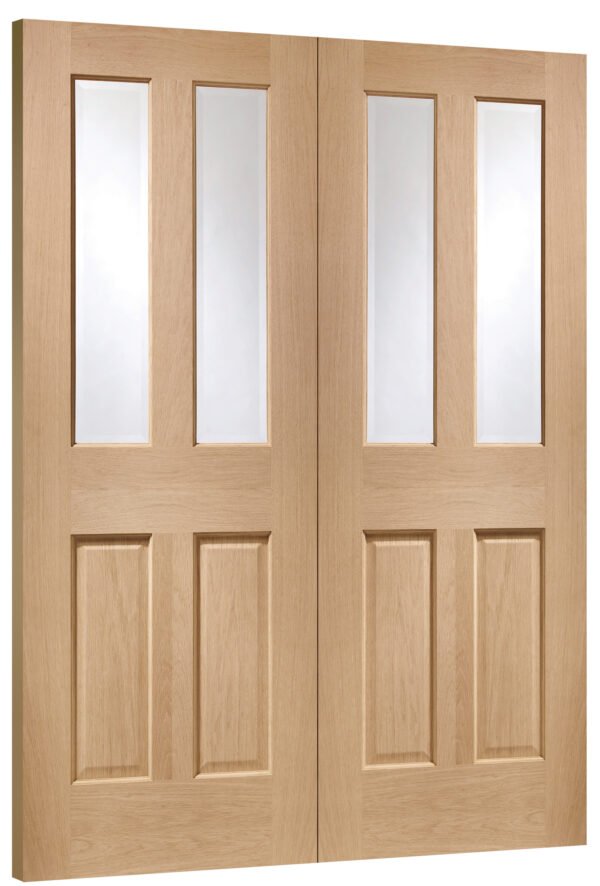 Internal Oak Malton Pair with Clear Bevelled Glass - Image 2