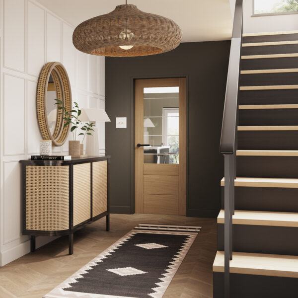 Palermo Essential 2XG Internal Oak Door with Clear Etched Glass - Image 3