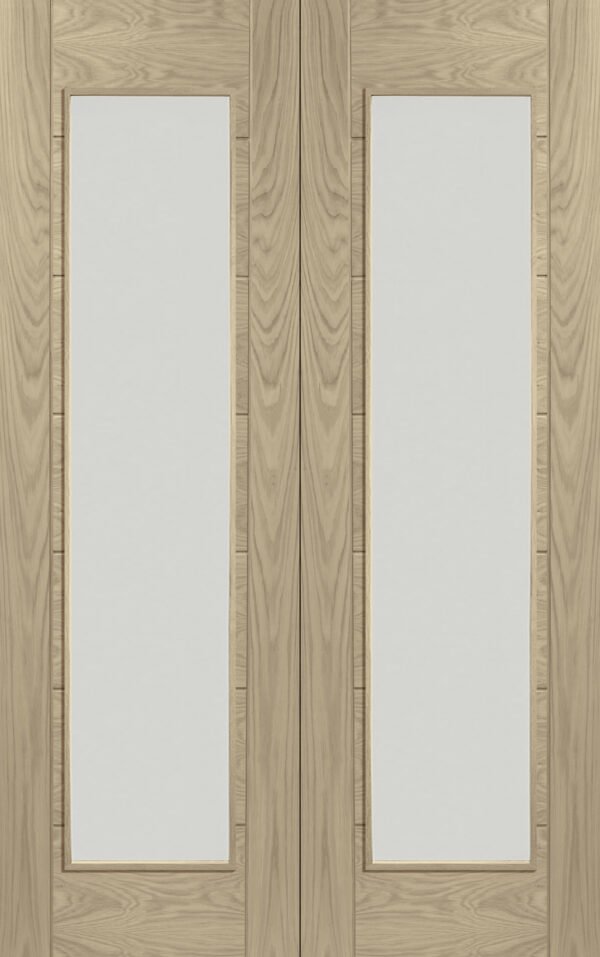 Palermo Internal Oak Rebated Door Pair with Clear Glass - Image 8