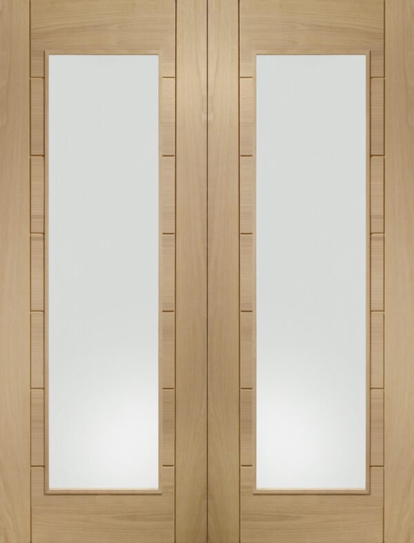 Palermo Internal Oak Rebated Door Pair with Clear Glass - Image 9