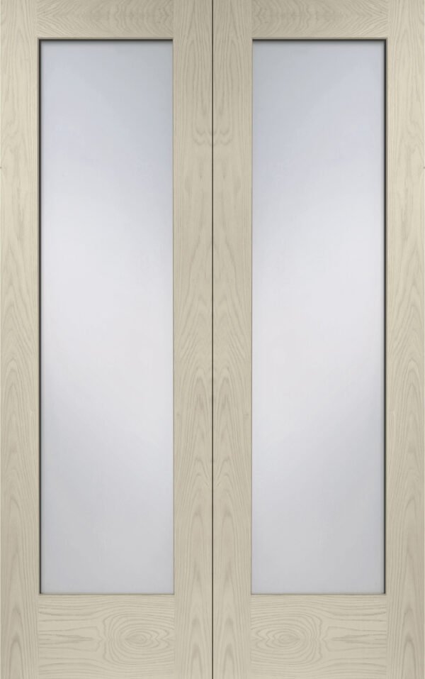 Internal Oak Pattern 10 Door Pair with Clear Glass - Image 8