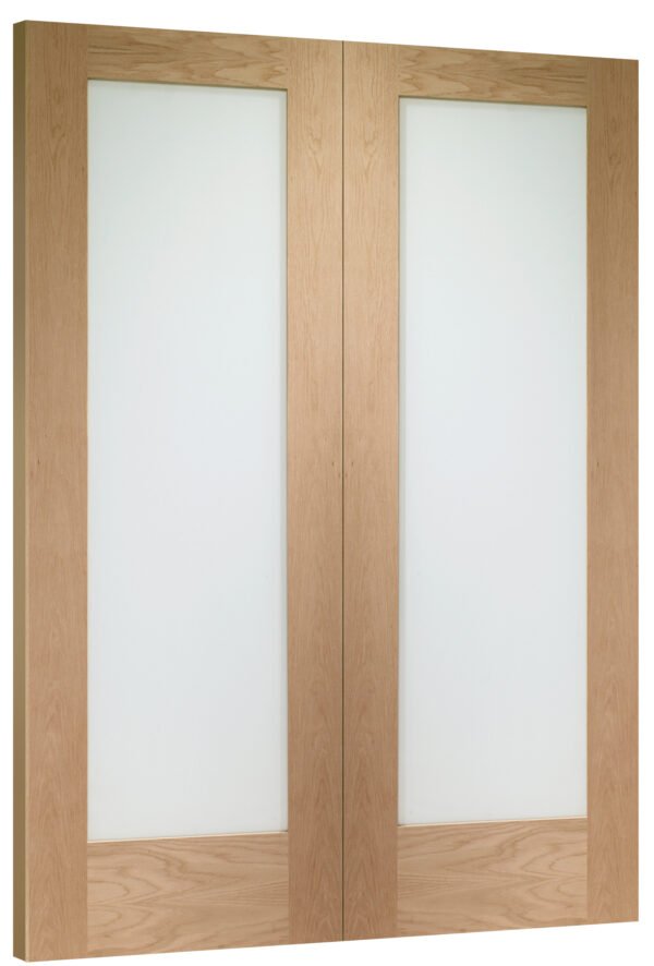 Internal Oak Pattern 10 Door Pair with Clear Glass - Image 2